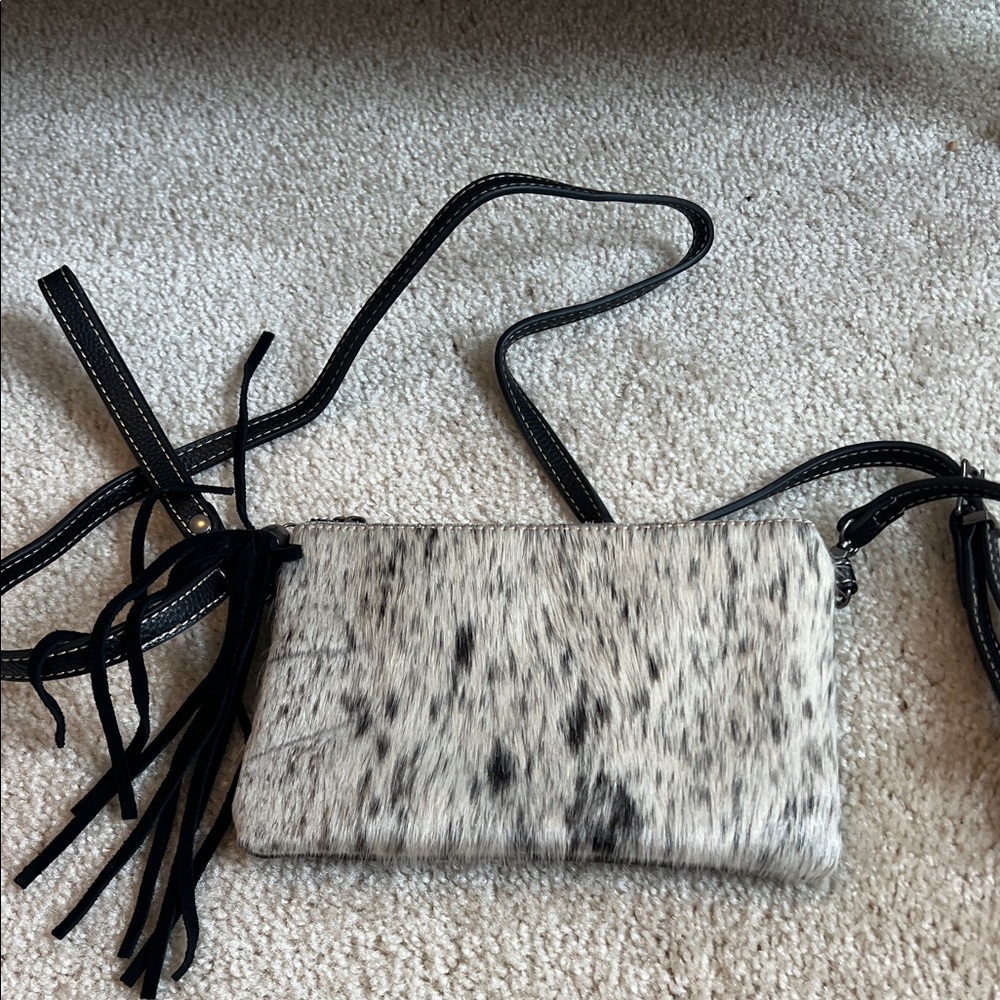 Montana West Black and White Fur Crossbody Bag